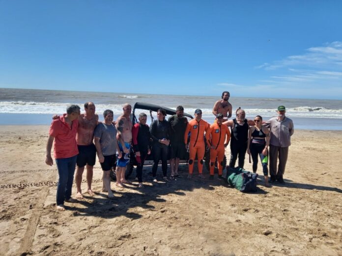 Rescataron y devolvieron al mar a una ballena en una playa de Villa Gesell